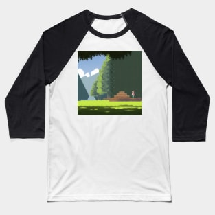 A person standing on a platform in the middle of a forest Baseball T-Shirt